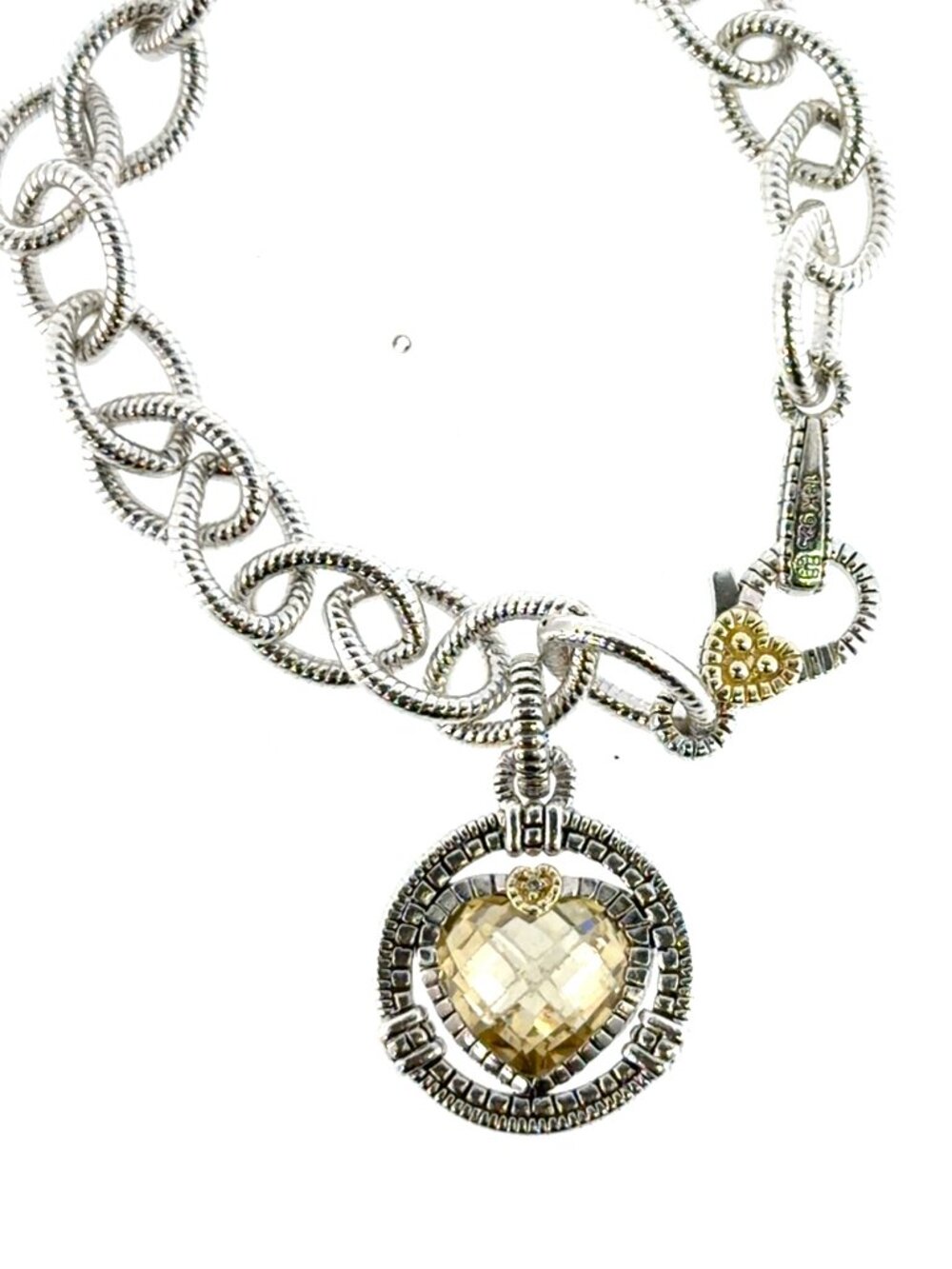 Silver,and 18kt yellow goldyellow citrene and diamond bracelet